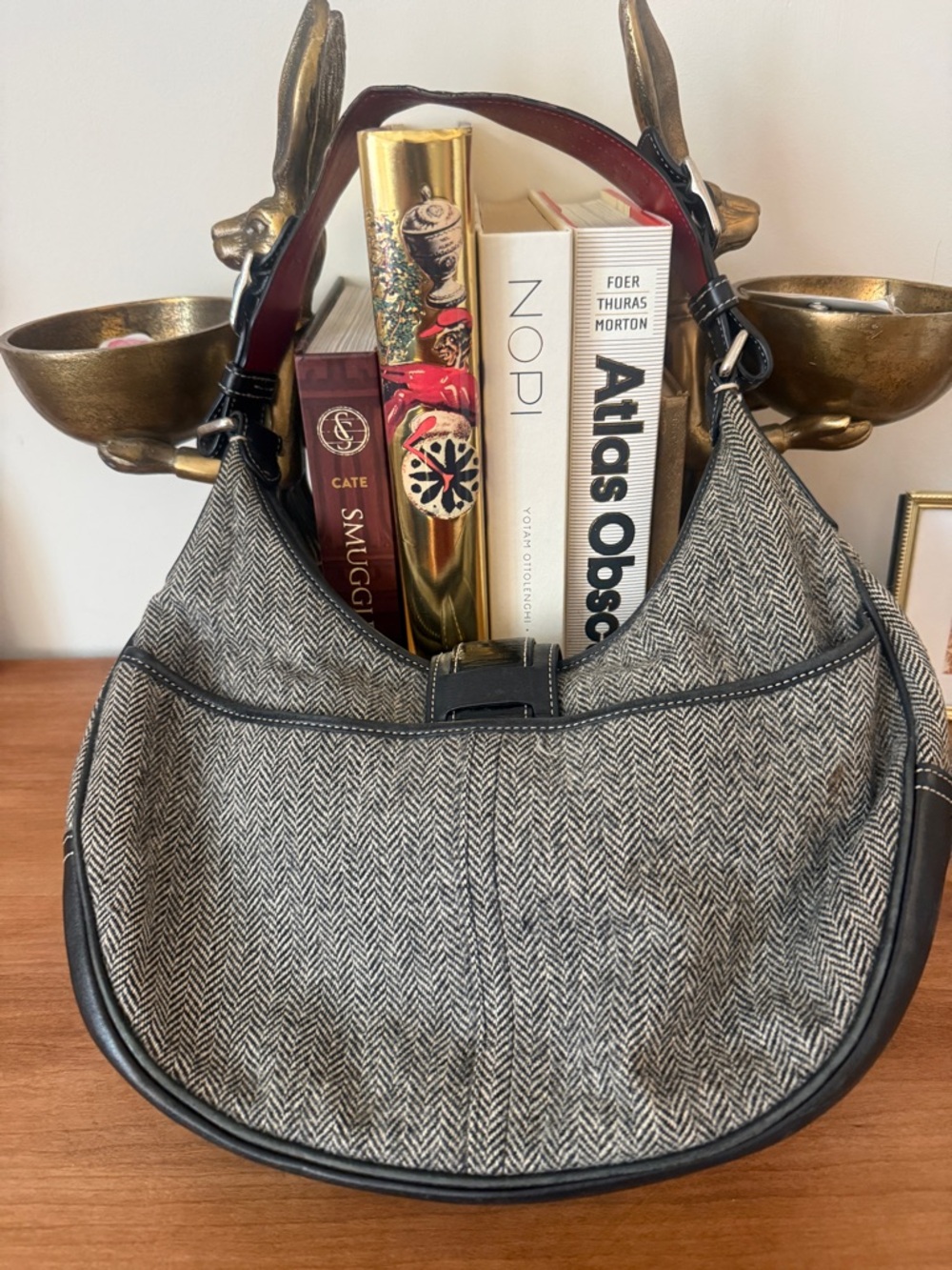 Vintage Y2K Coach Herringbone Tweed Hobo Bag - Style G047-147 - Picture 3 of 8